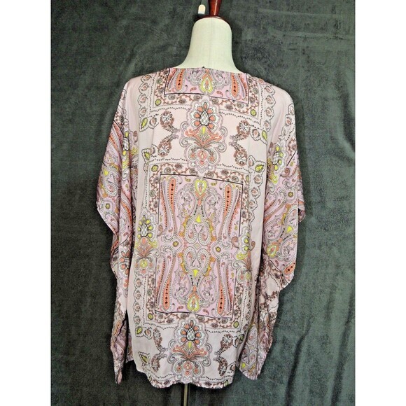 Victoria's Secret Pink Boho Kaftan Resort Blouse Oversized‎ Satin Top Small - Picture 2 of 6